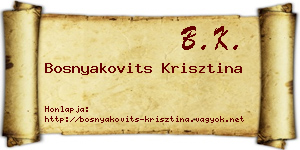 Bosnyakovits Krisztina névjegykártya